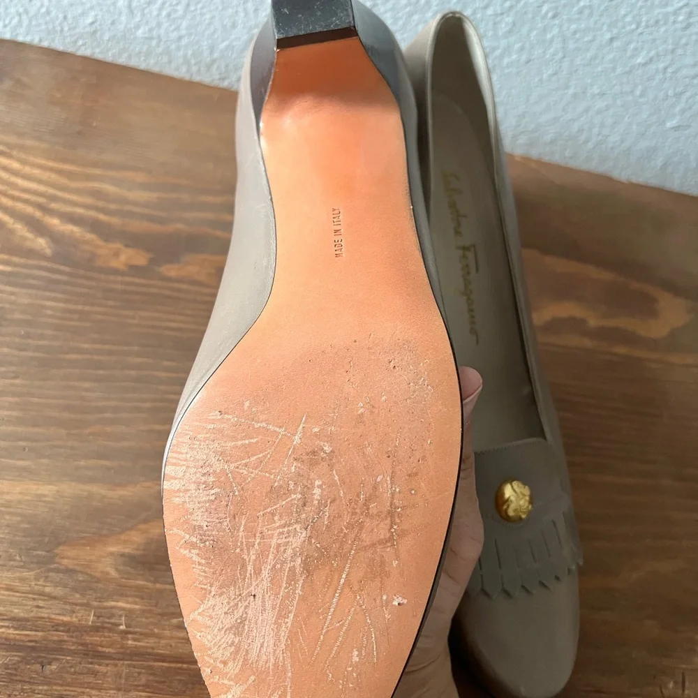 Salvatore Ferragamo Taupe Leather Loafers - Picture 3 of 5